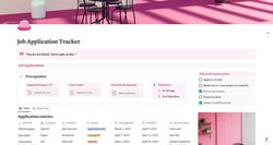 Pink Aesthetic Job Application Tracker Notion Template