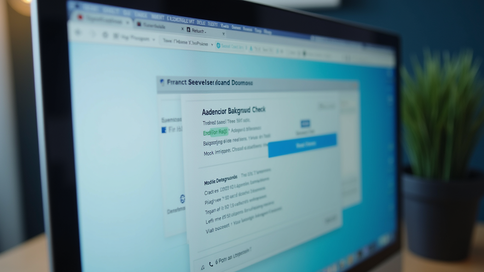 Close-up view of a computer screen displaying tenant background check results