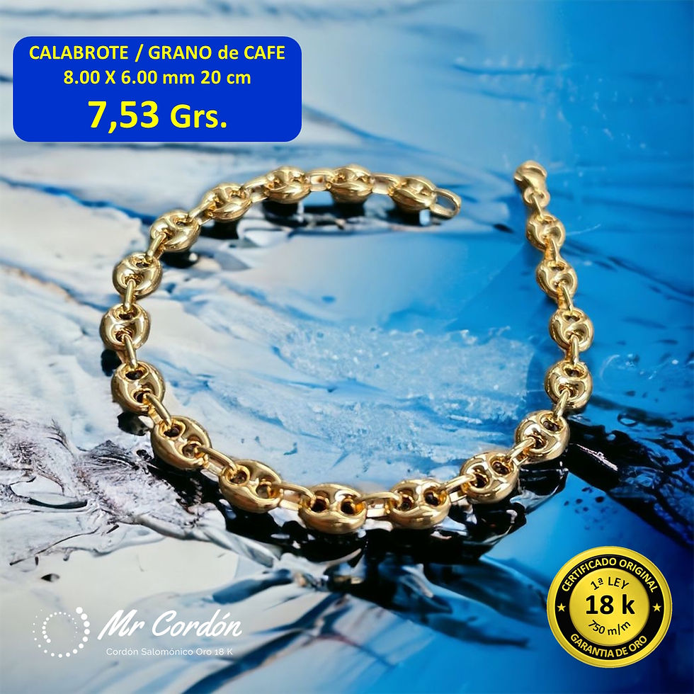 Pulsera Calabrote 8X6 mm Oro 18 Kilates