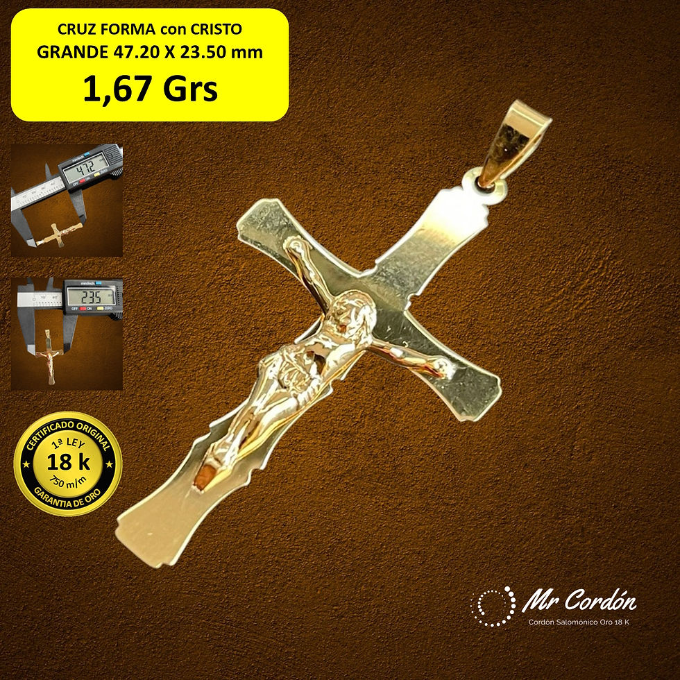 Cruz Diseño Forma con Cristo Grande Oro 18 kilates