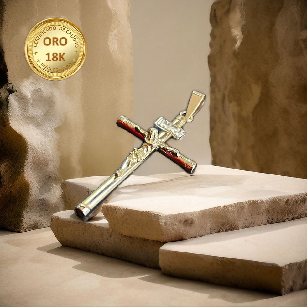 Cruz Tubular con Cristo M Oro 18 kilates