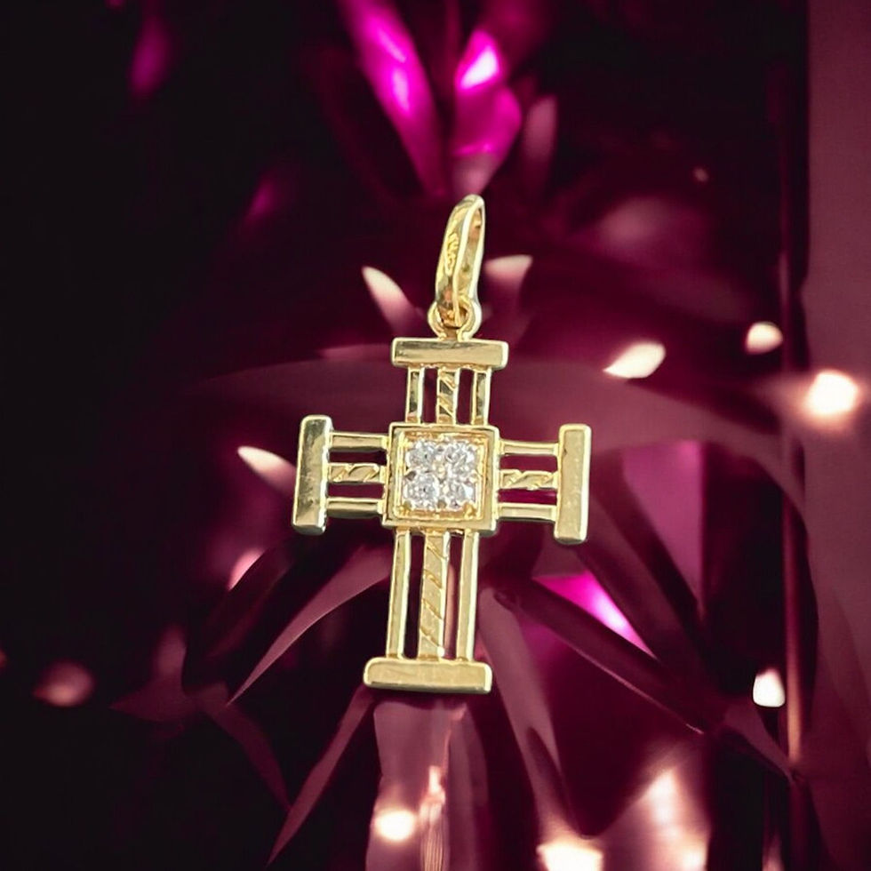 Cruz Diseño con Circonitas Oro 18 kilates