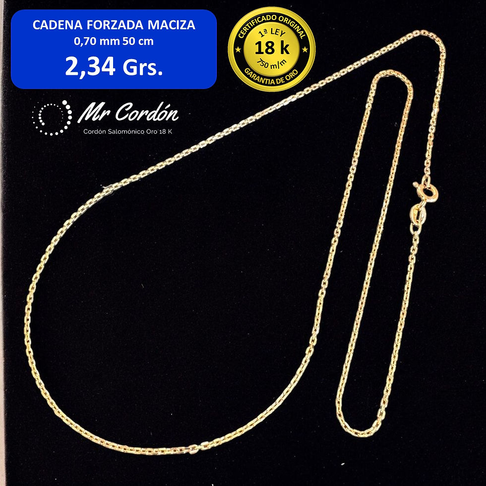 Cadena Unisex Modelo Forzada Maciza 50 cm Oro 18 Kilates