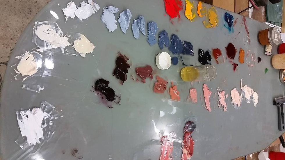 Horizontal view of a painter's palette