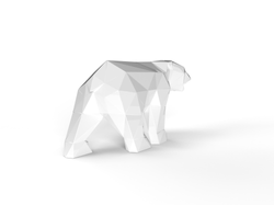 Alask Bear escultura em aço branco vista traseira ortográfica