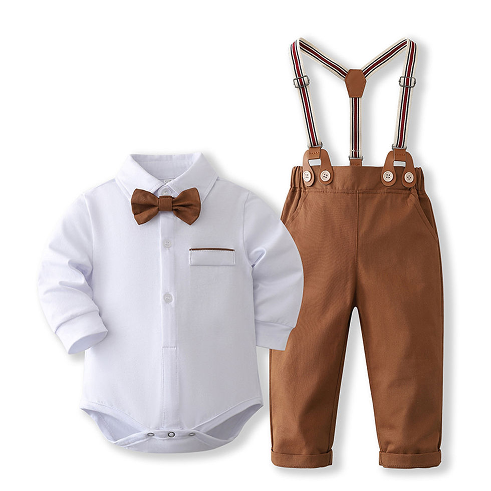 Miniatura: Conjunto de Roupa Formal para Bebê Menino: Body Liso (Estilo Social) – Ideal par