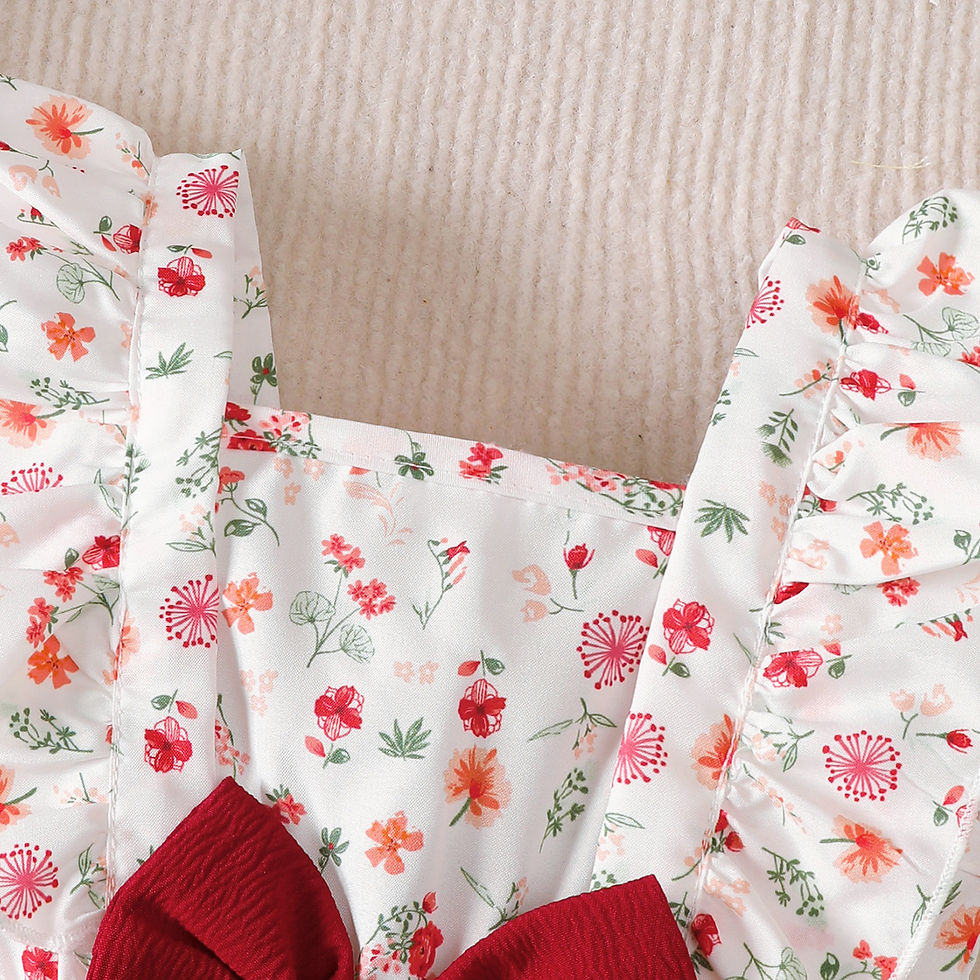 Miniatura: Vestido para bebê menina de 0 a 24 meses com babados florais pequenos na borda, 