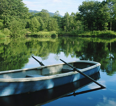 Blue Boat Reflection