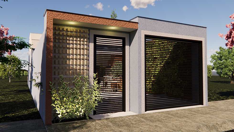 Thumbnail: PROJETO DE CASA EM L COM 2 QUARTOS - TERRENO 6X20m - REF. 1121