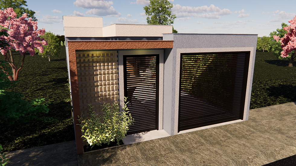 Thumbnail: PROJETO DE CASA EM L COM 2 QUARTOS - TERRENO 6X20m - REF. 1121