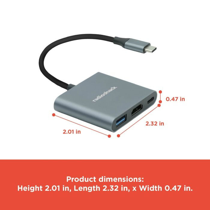 Thumbnail: RadioShack 3 in 1 Male Type-C to HDMI, Type C & 1 USB-C input Adapter