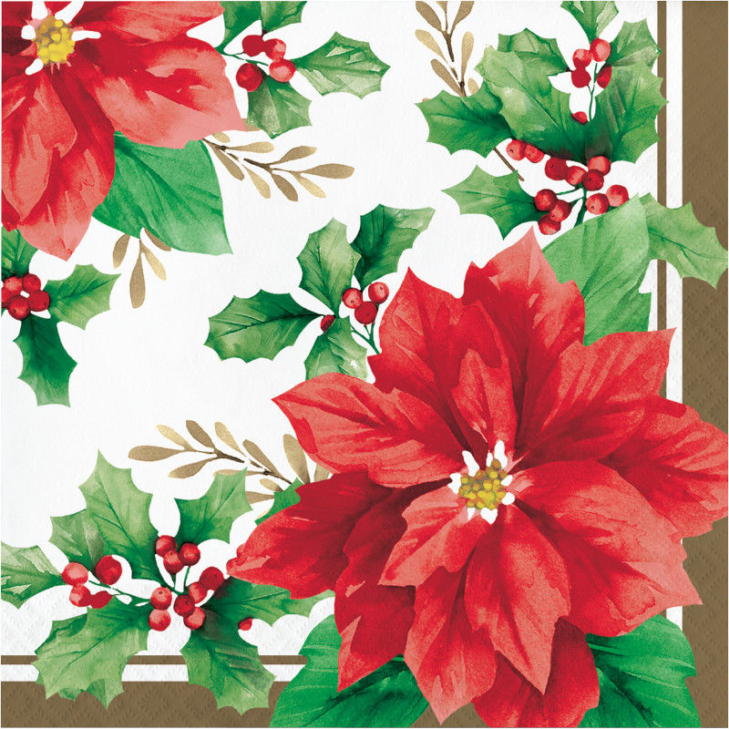 Thumbnail: Creative Converting Elegant Poinsettia, 7 Inch Round Paper Plates, Box of 96