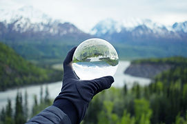 Naturaleza que reflexiona sobre cristal