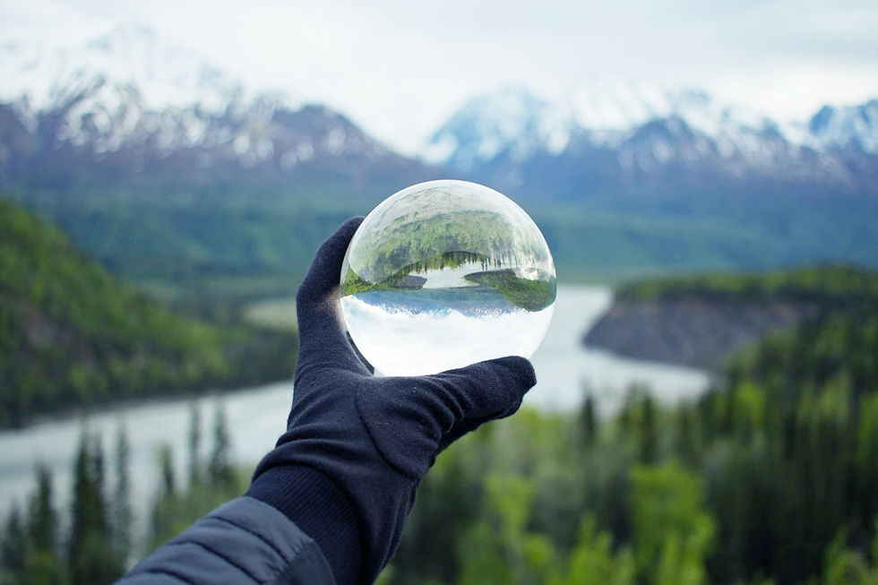 Natur som reflekterar på kristallglas