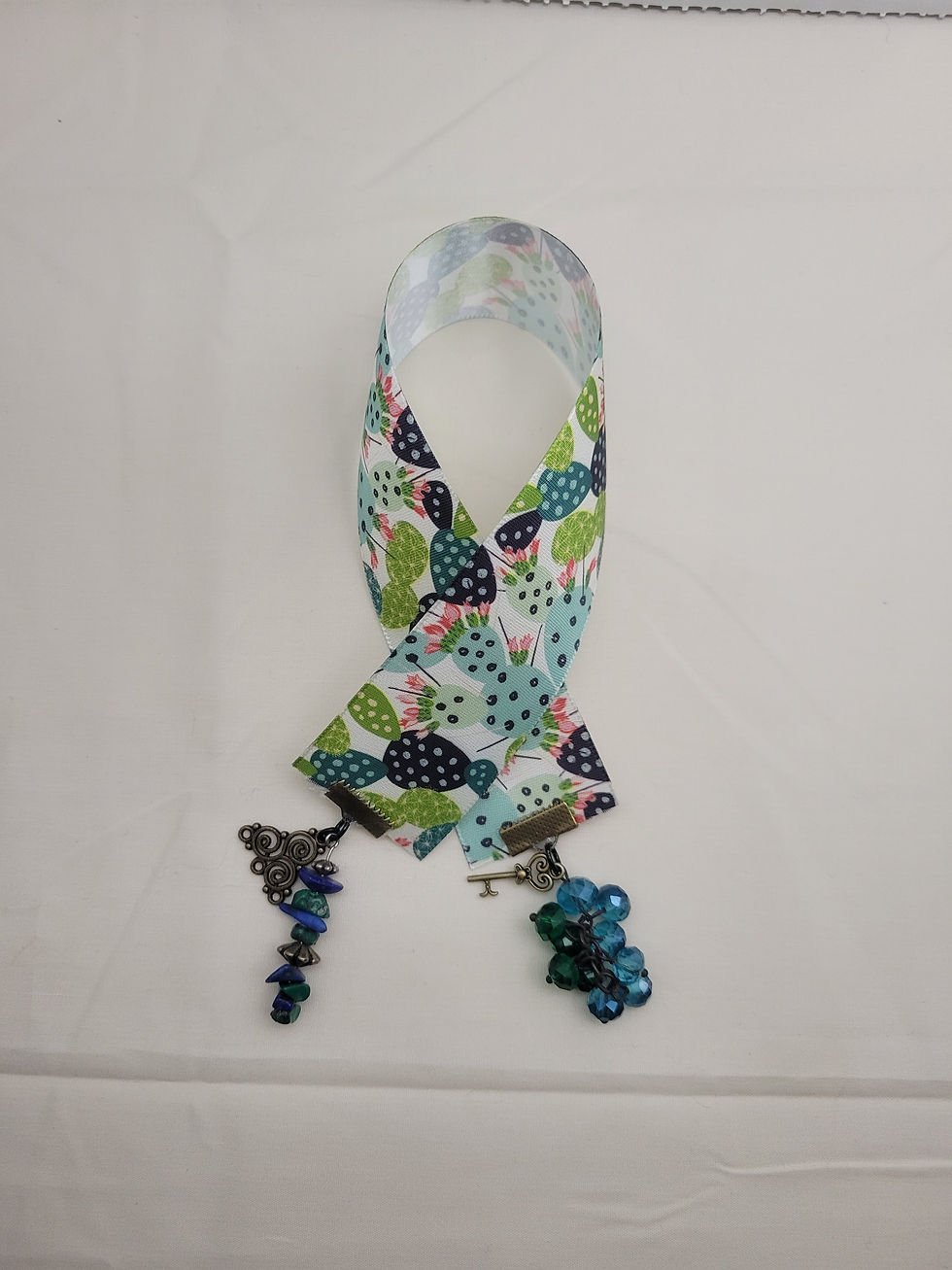 Bronze Teal and Blue Cactus Bookmark