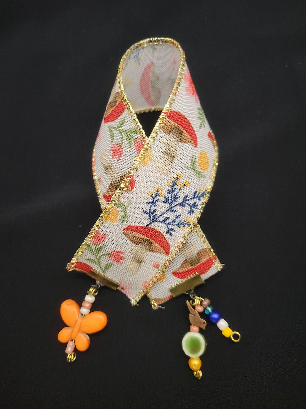 Bronze Mushroom with Orange Butterfly Bookmark