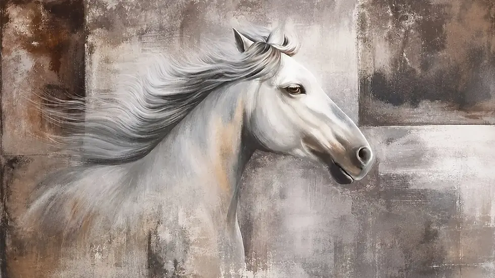 Custom wallpaper Dubai design ready to install. White horse wall mural dining room Jumeirah Golf Estates Dubai. Wallpaper ins