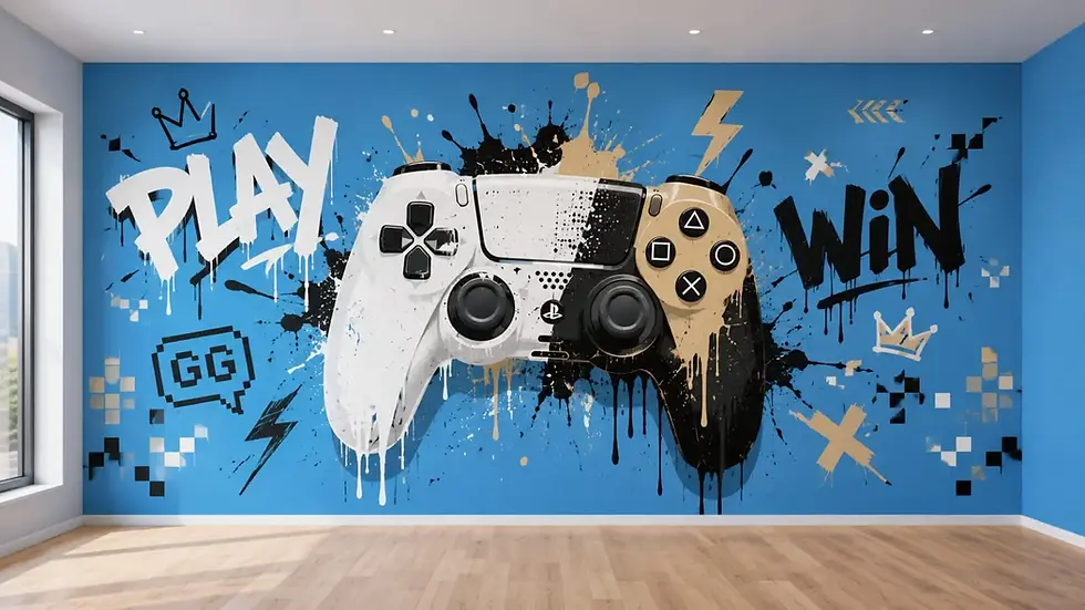 Graffiti gamer controller wall mural teen bedroom Al Barsha Dubai