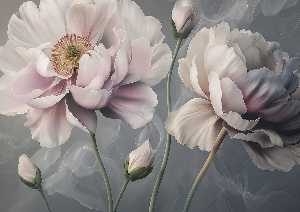 Close-up vintage peony floral wallpaper detail for elegant interiors in Al Karama