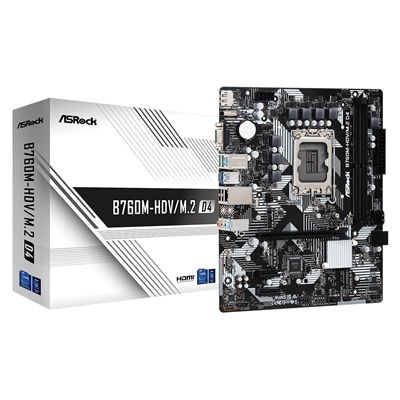 Asrock B760M-HDV/M.2 D4, Intel B760, 1700, Micro ATX, 2 DDR4, VGA, HDMI, DP, ...