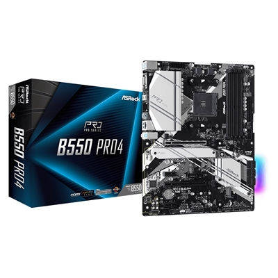 ASRock B550 Pro4 AMD AM4 Socket Motherboard, ATX, 4x DDR4 Slots, 2x M.2 Socke...