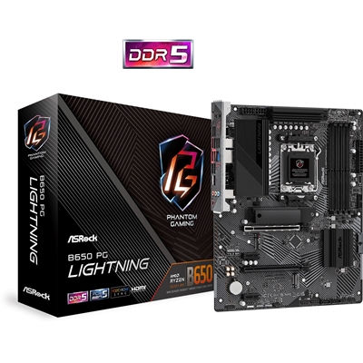 ASRock B650 PG Lightning AMD AM5 Socket Motherboard, ATX, 4x DDR5 Slots, 4x M...