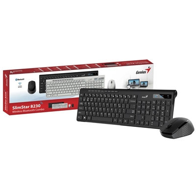 Genius SlimStar 8230 Bluetooth 5.3 and 2.4GHz Wireless Keyboard and Mouse Set...