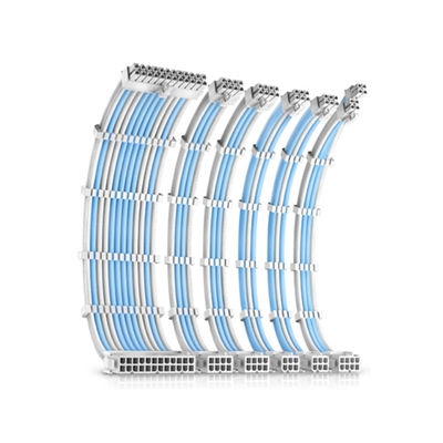 Antec White/Blue PSU Extension Cable Kit - 6 Pack (1x 24 Pin, 1x 4+4 Pin, 2x ...