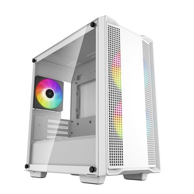 DeepCool CC360 ARGB WH, White, Mini Tower Chassis w/ Tempered Glass Window, 3...