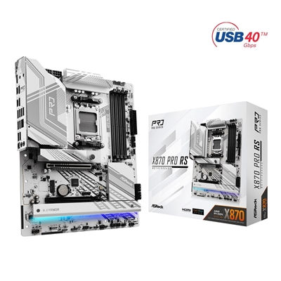 ASRock X870 PRO RS AMD AM5 Socket Motherboard, ATX, 4x DDR5 Slots, 3x M.2 Soc...