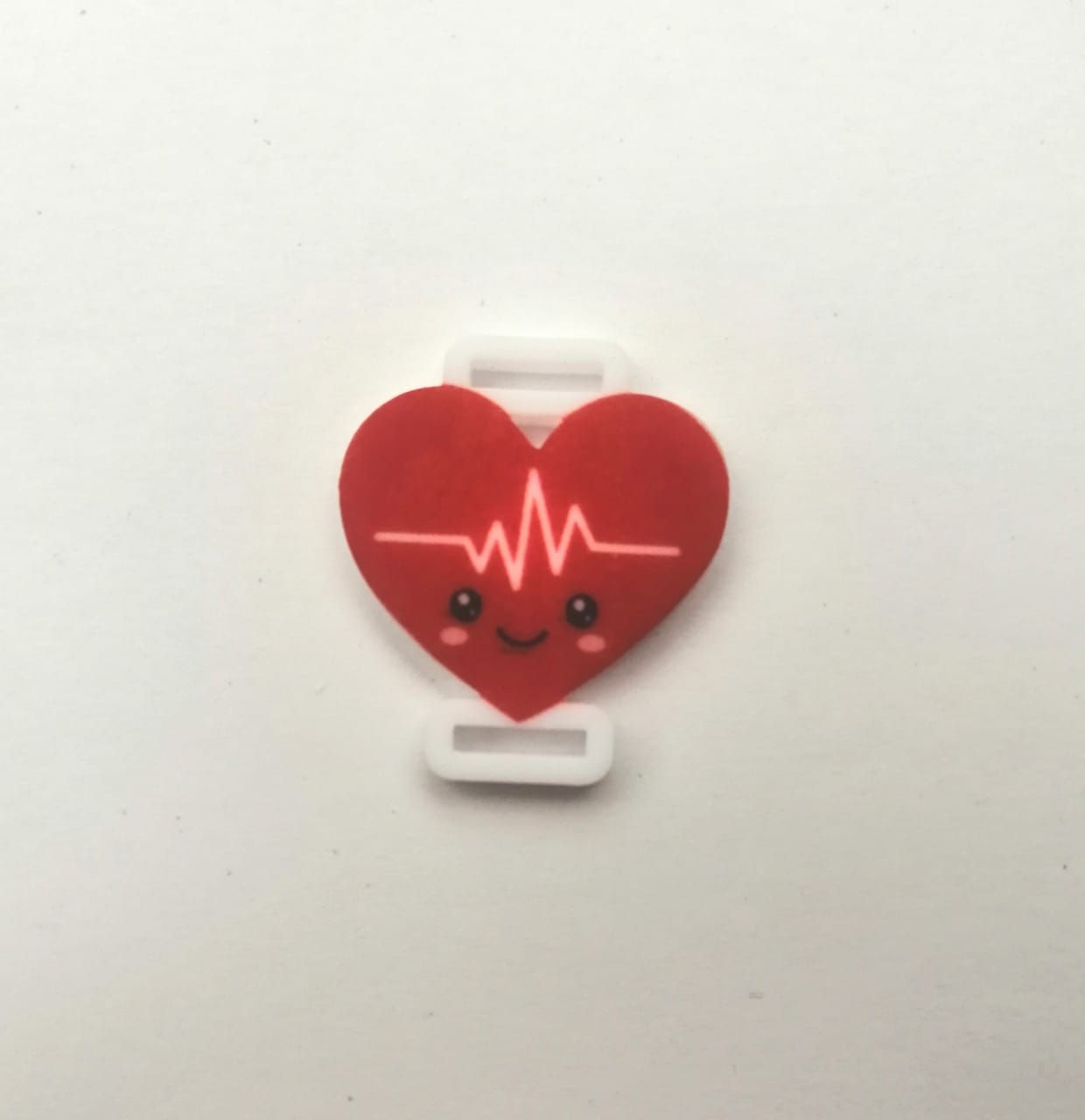 Plaquita corazón sublimada para elástico plano de 6mm