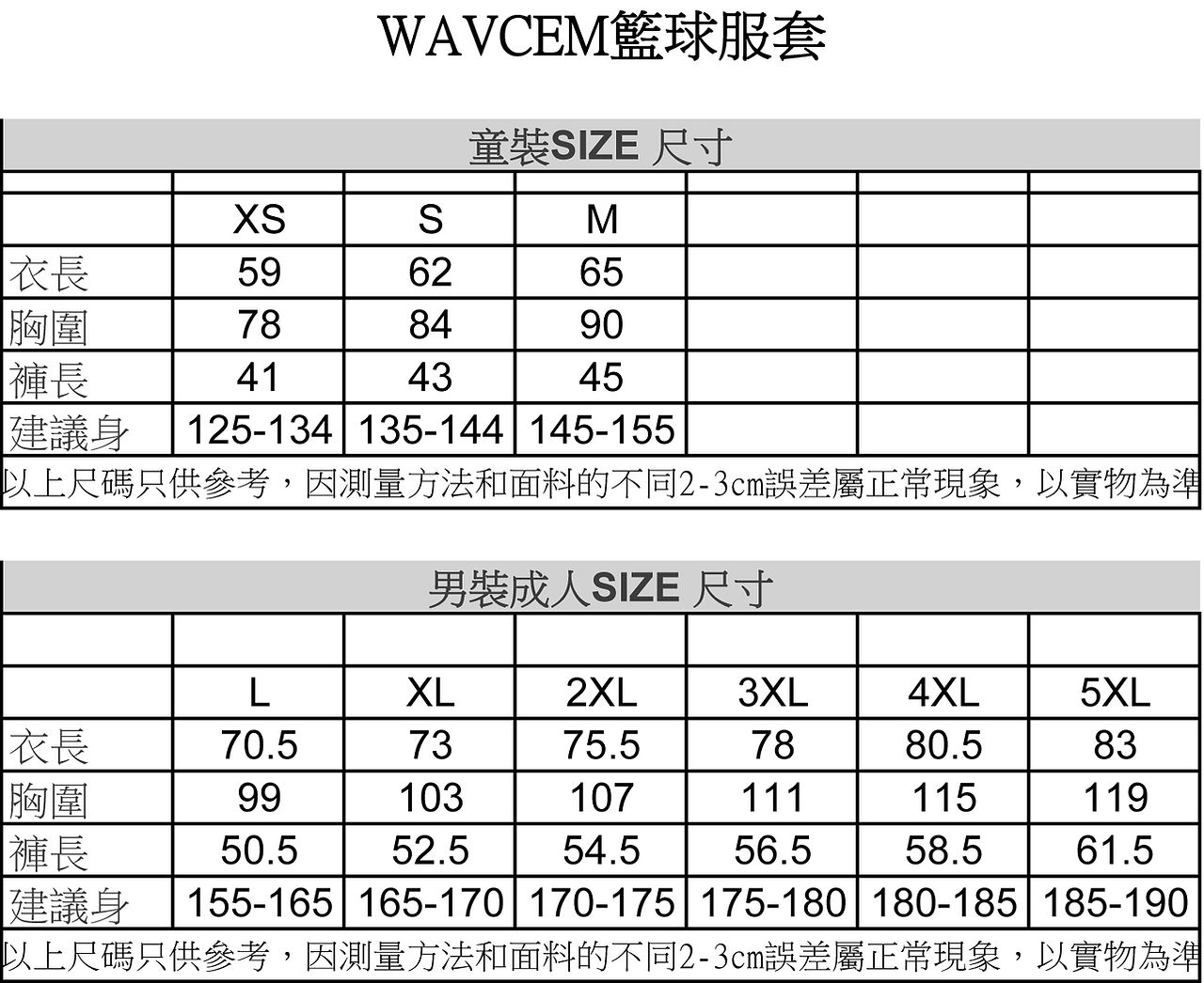 WAVCEM籃球服套_size