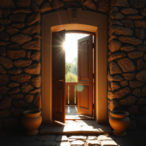 Sunlight coming through an open doorway, representing access to VA support for military sexual trauma.