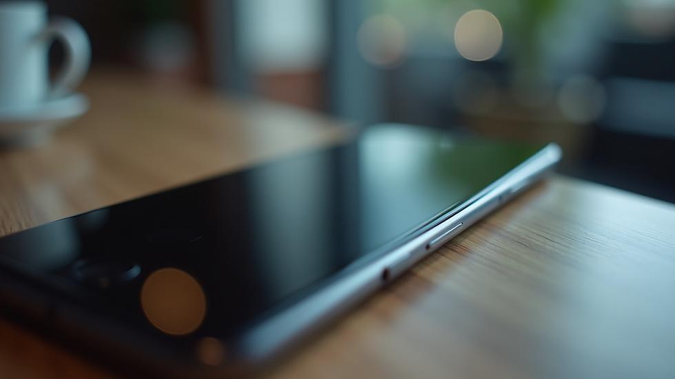 Close-up view of a modern smartphone showcasing its sleek design