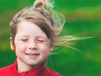 Girl on windy day.