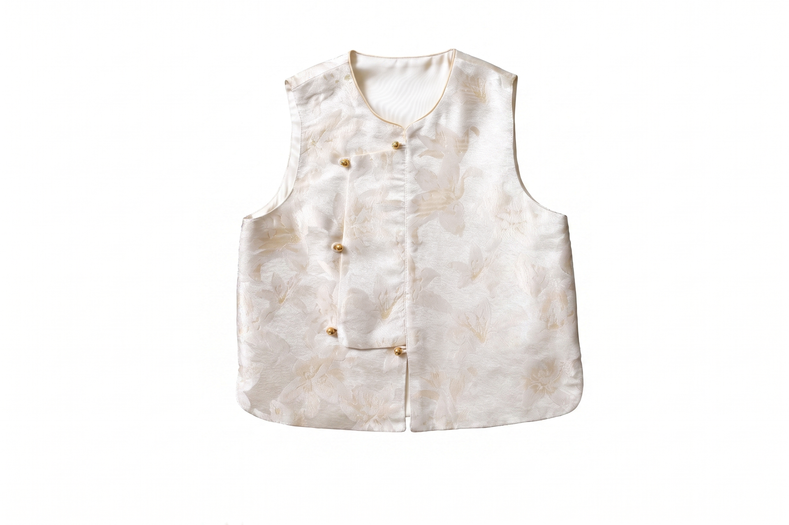 「白百合纹锦」儿童宋锦马甲 “White Lily” Song Brocade Kids’ Silk Vest