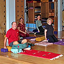 picture of seniors yoga class