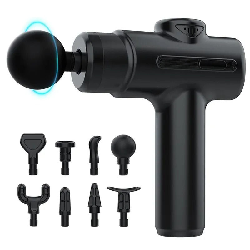 Massageador elétrico com 8 cabeças intercambiáveis.