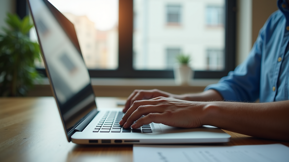 Eye-level view of a person using a laptop for a telehealth session