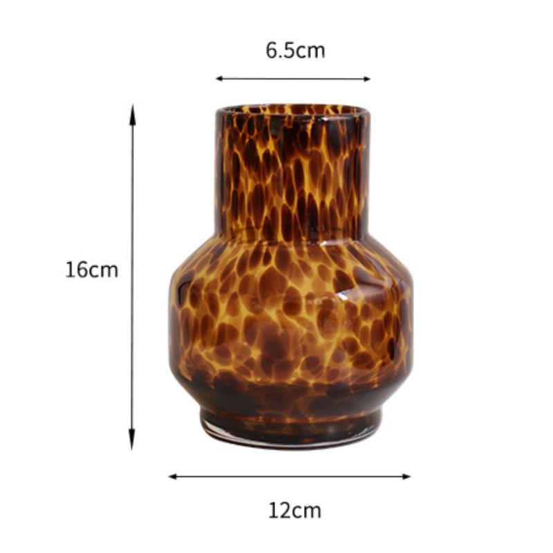 Tortoiseshell Glass Vase Vintage Leopard Print Plant Flower Pot Floral Arrangeme