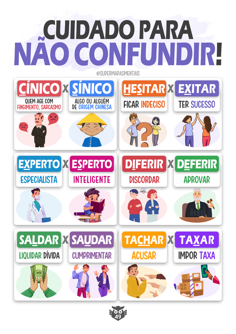 Super-resumo: Palavras parecidas que não devem ser confundidas