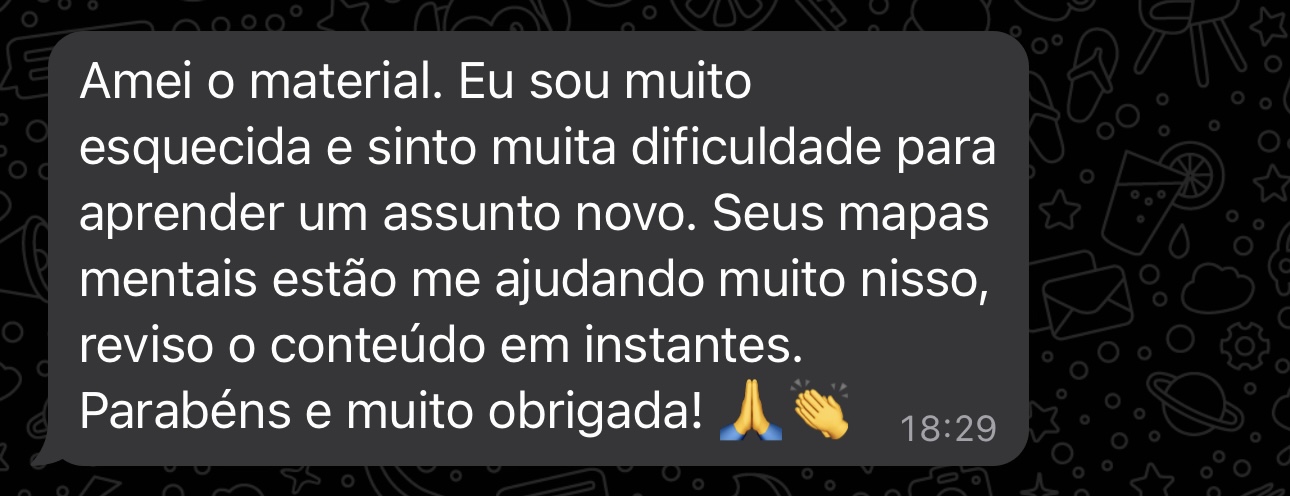Mensagem dizendo que os mapas ajudam a revisar o conteúdo em instantes