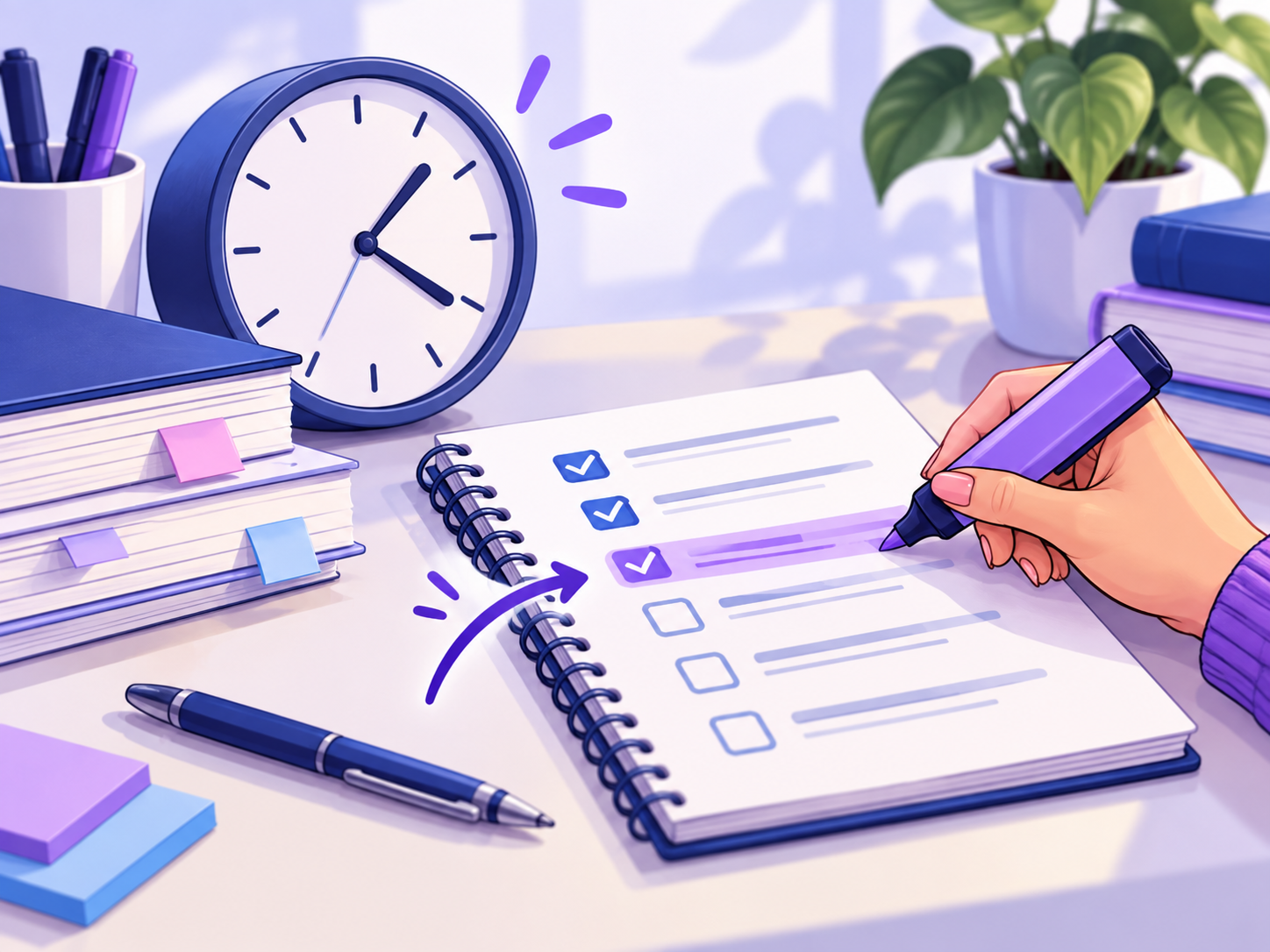 Ilustração de estudante revisando Direito Constitucional