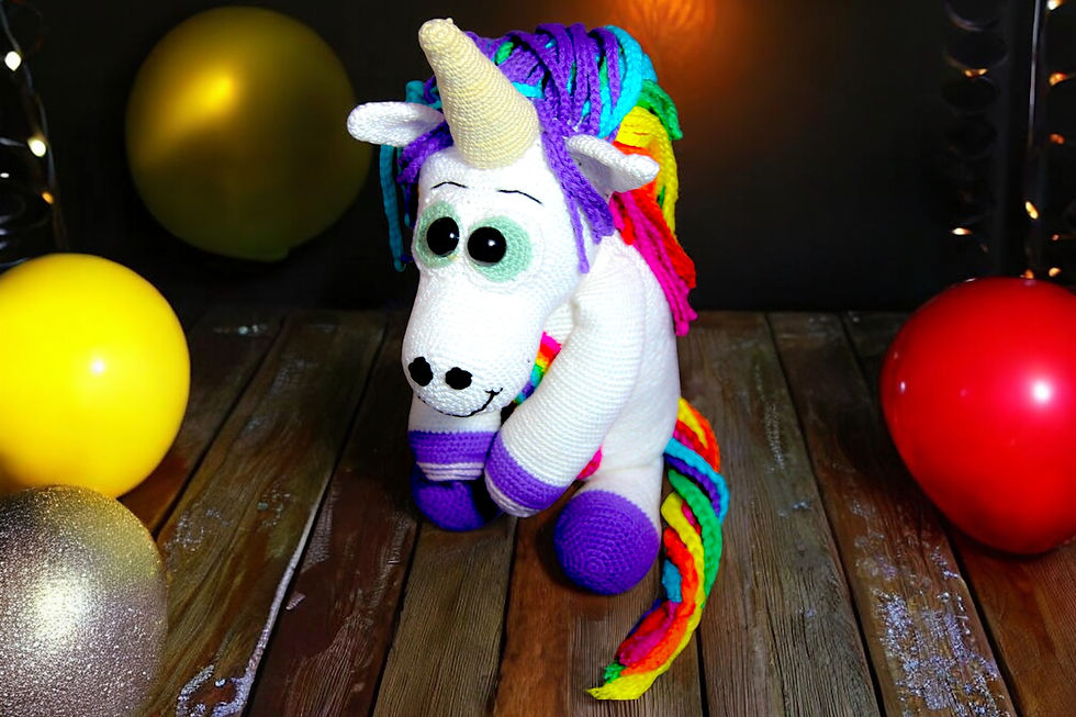 Thumbnail: flauschiges Einhorn - Häkelanleitung