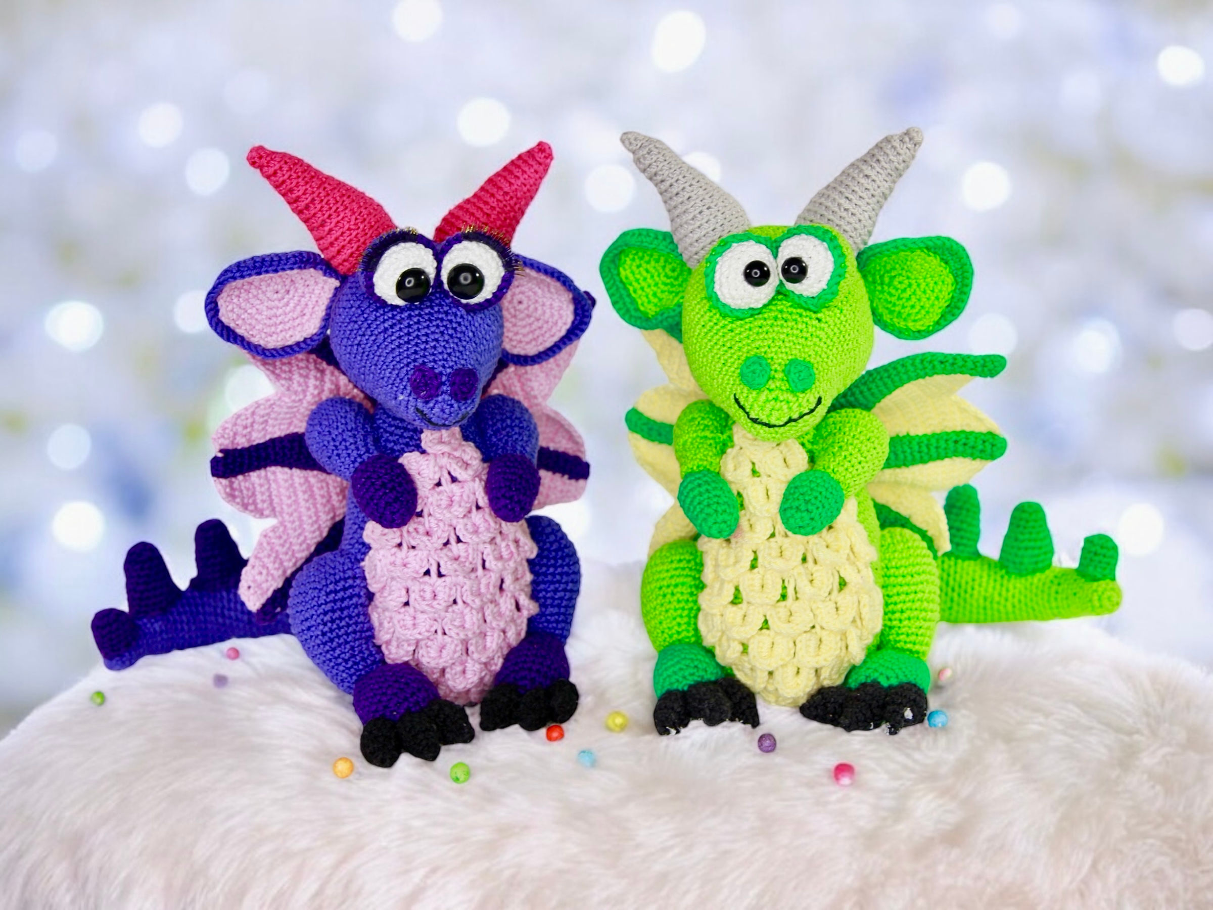 Große flauschige Drachen - Häkelanleitung