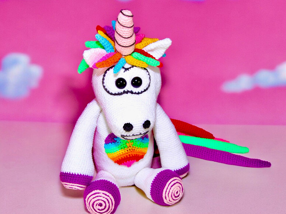Miniaturbild: Regenbogen Einhorn - Häkelanleitung DE|EN