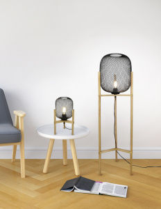 Thumbnail: Matte Black Basket Floor Lamp