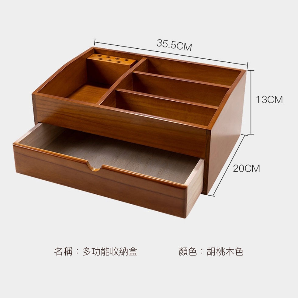 縮圖：胡桃木色雙層大容量多用途護膚品化妝品收納盒