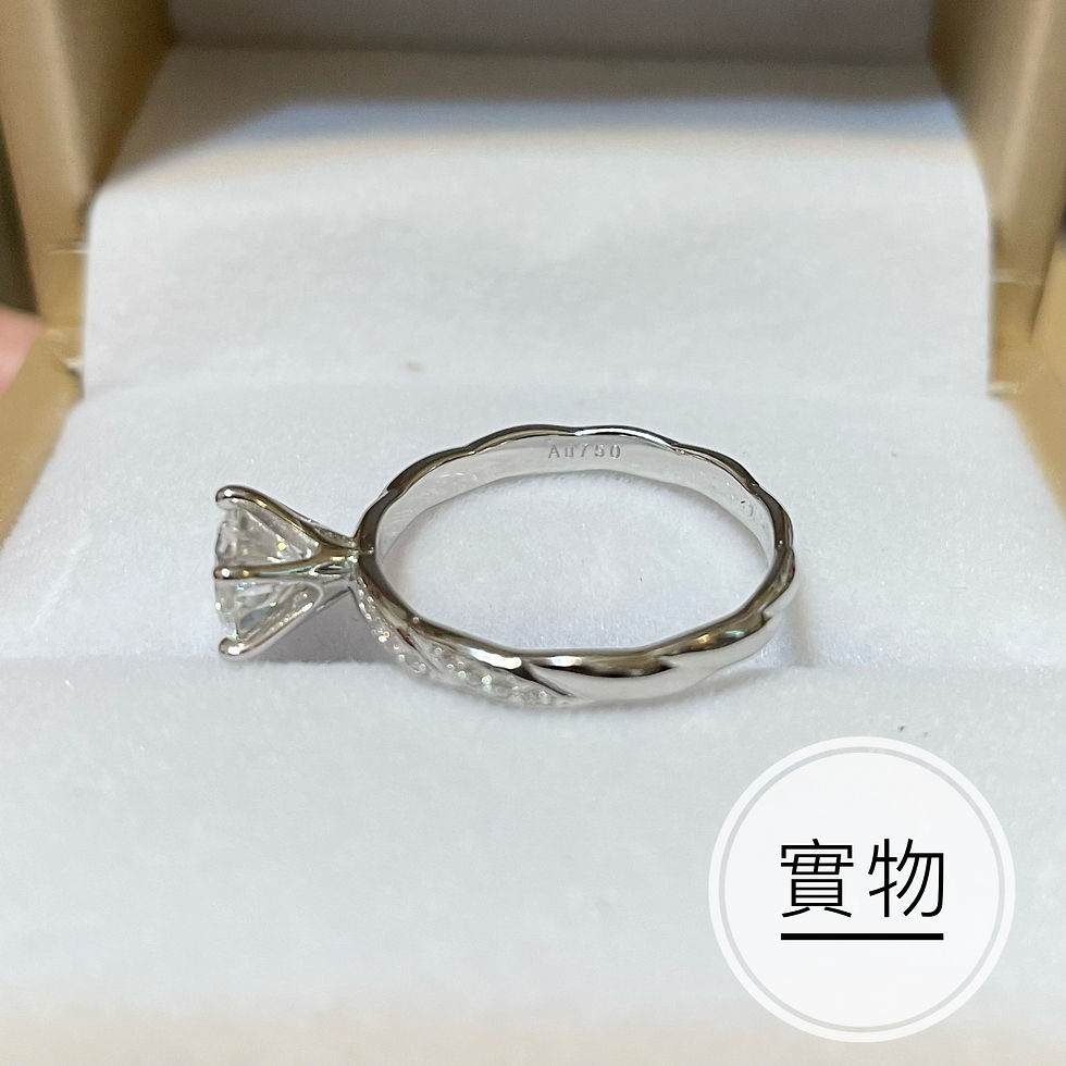 縮圖：1卡莫桑石18K白金麻花款鑽石戒指KR06