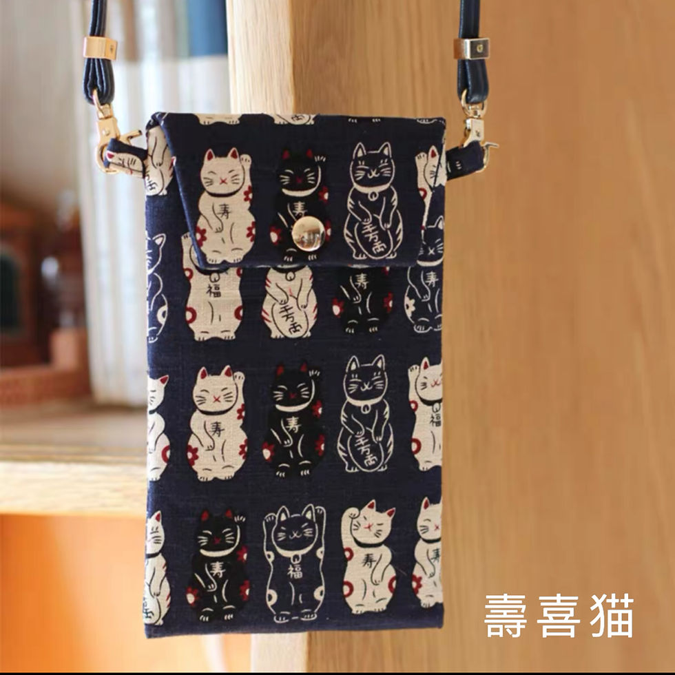 縮圖：日式和風布藝手工制作斜揹手機包